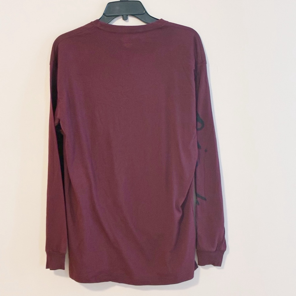 PINK Victoria’s Secret Maroon Long Sleeve T-shirt Oversized Relaxed Fit, Size M - Picture 2 of 15